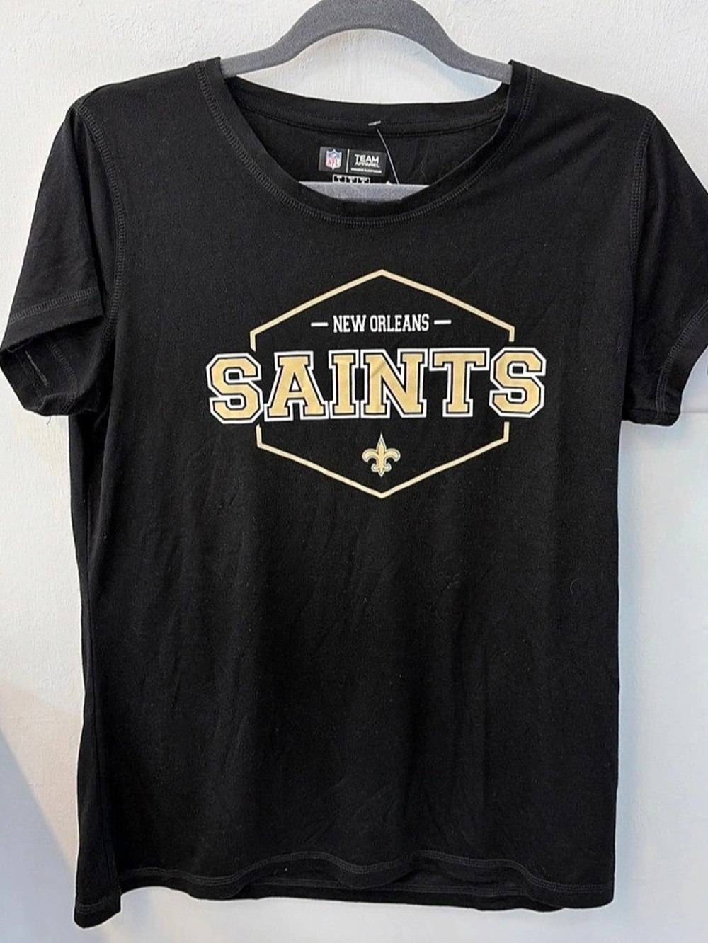 Women’s NFL Team Apparel New Orleans Saints Short Sleeve Tee Hexagon Logo size L